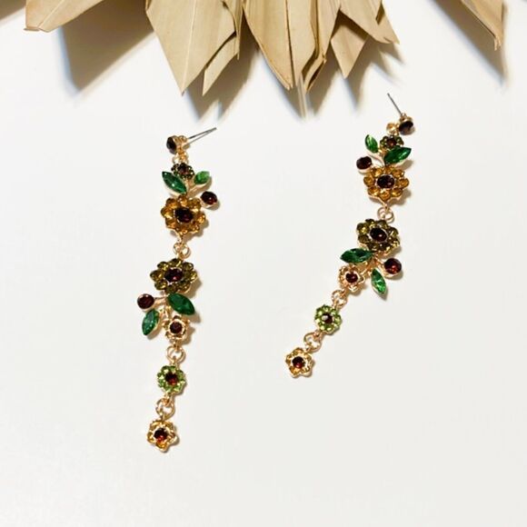 Flower drop earrings #658 - Picture 1 of 4